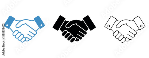 Handshake Icon Set. Friendly Deal and Business Agreement Vector Symbols for Corporate Graphics