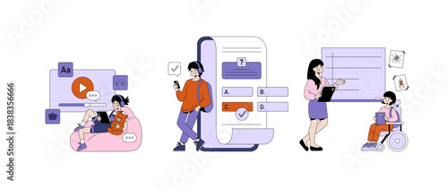 Online Learning and Education Vector Illustration