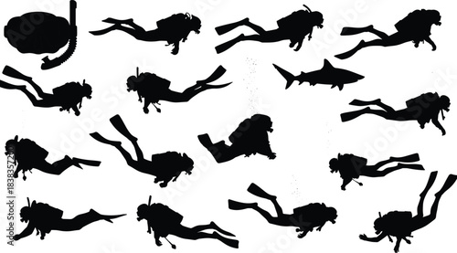 Detailed black vector silhouette of the traditional Christian Nativity scene, featuring Jesus, Mary, Joseph, wise men on camels, stable, and palm trees, Christmas illustration.