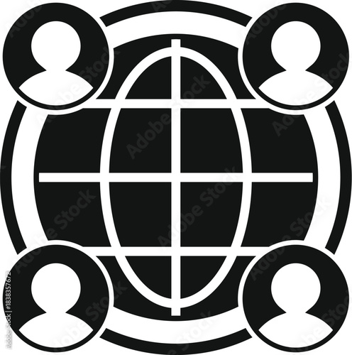 Global network globe connecting people, representing worldwide social media communication and community