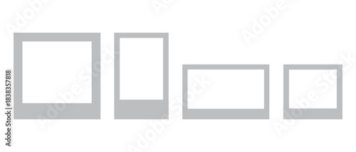 set of Realistic Polaroid and Picture Frame Mockup Set with Shadows on Transparent Background Vector Collection