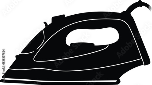 Black silhouette of an electric steam iron