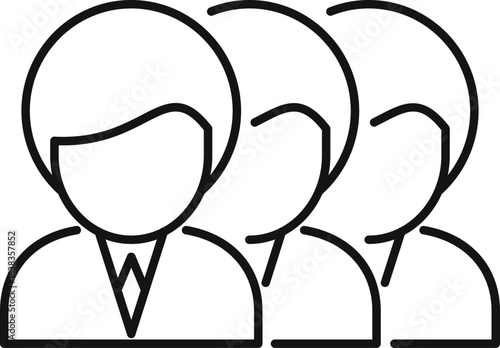 Three minimalist people icons in a line symbolizing community or users