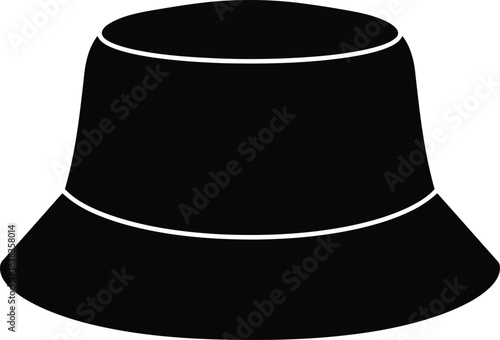 Black bucket hat icon silhouette