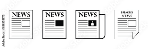  News paper icon set. vector illustrations