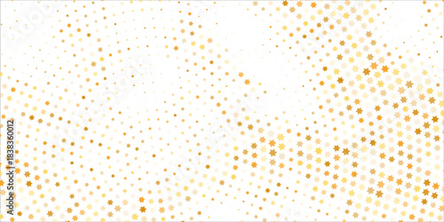 Gold falling down confetti background. Repeated golden dotted glitter pattern. Yellow, orange and golden dots wallpaper.