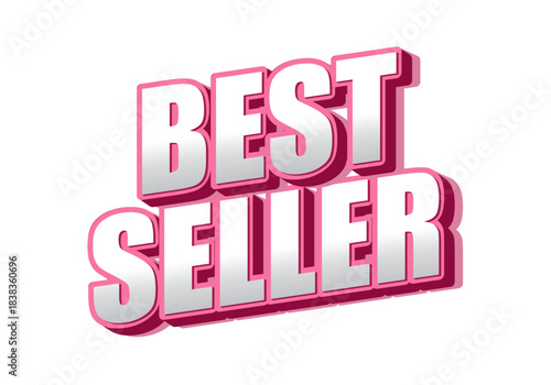 A bold, three dimensional text graphic that reads BEST SELLER in pink and white colors, suitable for