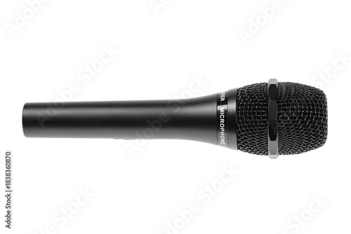 Black wireless condenser microphone isolated on white background