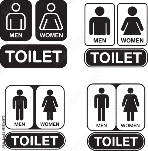 Collection of modern and classic toilet signage for men and women