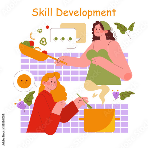 Cooking Skill Development Vector Illustration