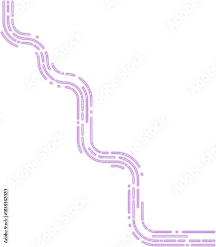 Neon dashed strokes create an irregular directional curve with bright flowing motion shaping the line.