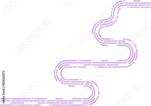 Flowing neon dashes draw an irregular route with bright smooth curves shaping the direction.