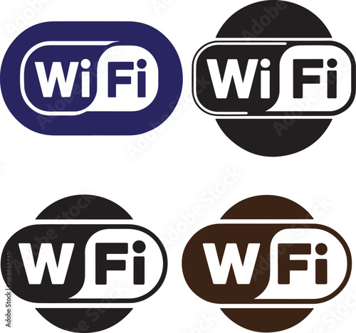 Four variations of the wi fi symbol in different colors