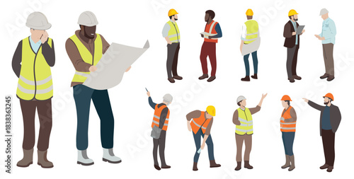 People in cores Architects and construction workers people in specific editable rows
