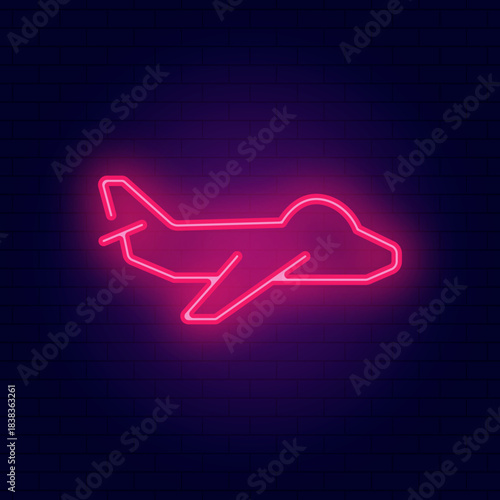 Pink Neon Airplane Illustration Vector