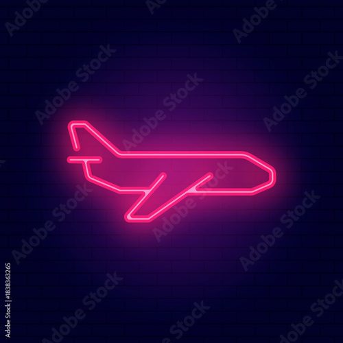 Pink Neon Airplane Illustration Vector