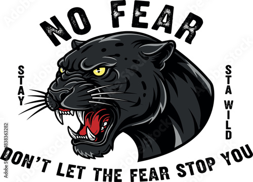 Powerful Panther Roaring With No Fear Message Promoting Courage and Overcoming Obstacles