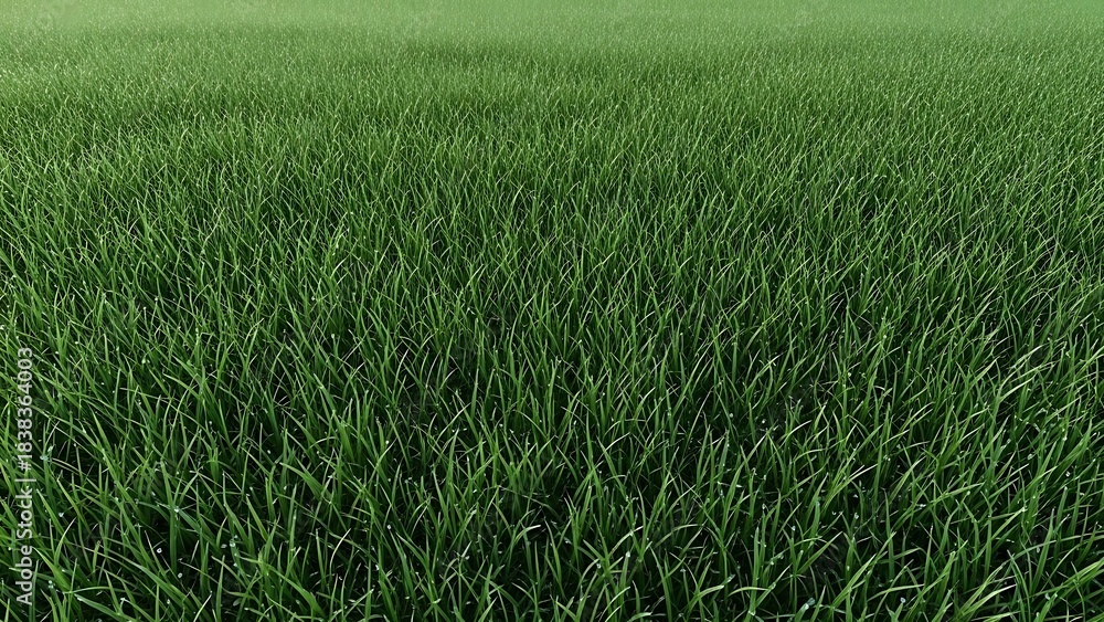 Fototapeta premium Expansive green grass field receding into a soft green haze