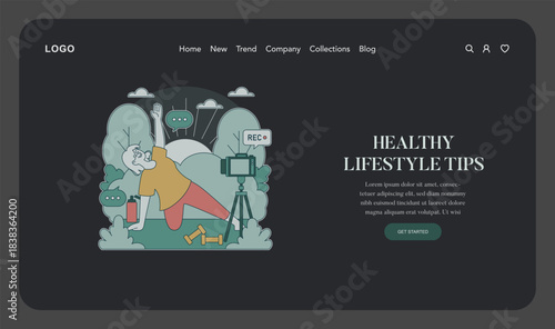 Woman Filming Healthy Lifestyle Tips Vector Illustration