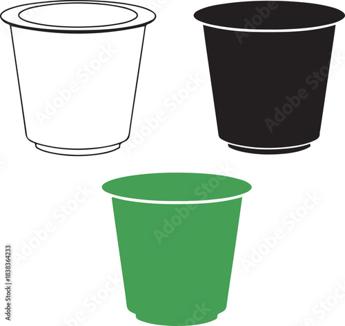 Coffee Pod Cup Icons – Vector Capsule Illustrations in Outline, Solid, and Colo