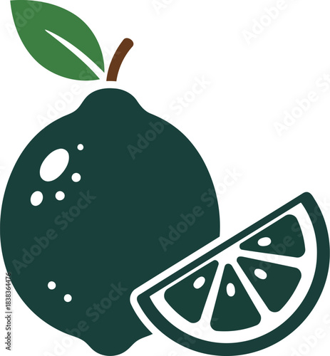 Fresh green lime fruit whole slice isolated healthy citrus ingredient for food and beverage vector