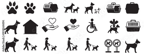 Dog and pet care icons set