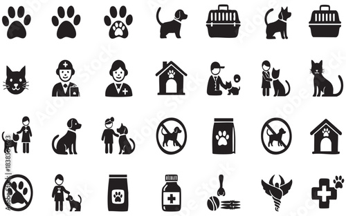 Pet care icons collection