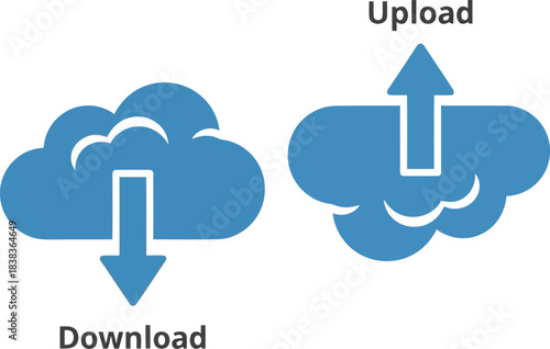 Cloud computing download and upload icons data transfer digital storage network concept vector