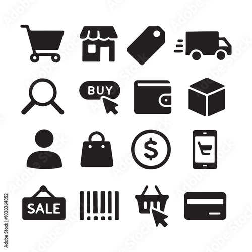 Shopping and E-Commerce Line Icon Set