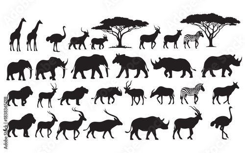 African wildlife silhouettes