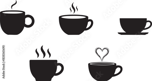 Coffee Cup vector icon set hot drink illustration