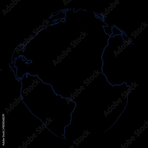 Earth rotating in blue on a black background