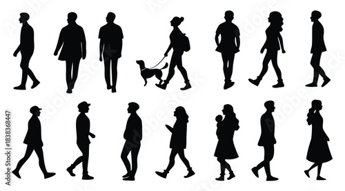 Silhouettes of people for digital model of architecture and urbanism Vector illustration
