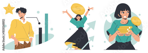 Business Success and Money Concept Vector Illustration