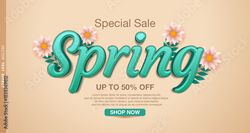 Spring text effect design template for social media posts