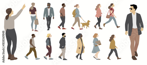 Silhouettes of people for digital model of architecture and urbanism Vector illustration
