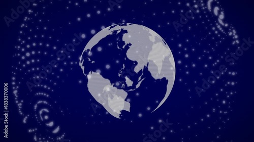 Earth globe rotating in a digital network space