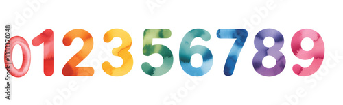 Watercolor rainbow numbers from 0 to 9, perfect for playful kids learning and dreamy nursery wall art.