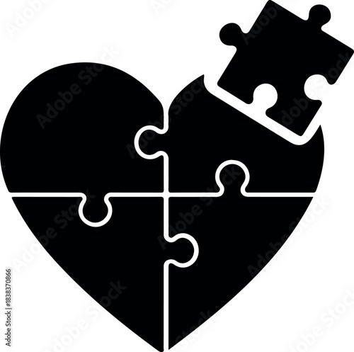 Heart Puzzle Vector – Emotional Connection Symbol
