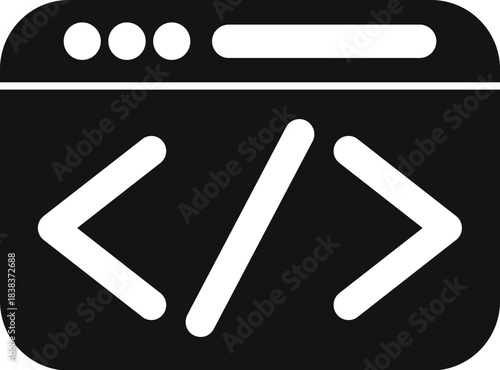 Browser window icon displaying code tags, representing web development and programming