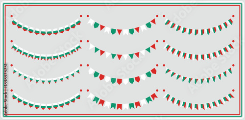 Bulgaria Flag Bunting Banner Set - Bulgarian National Colors Garland Vector Collection