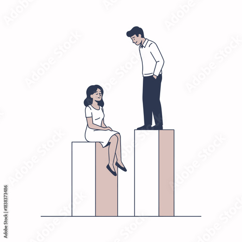 Unequal footing: Illustrative depiction of gender roles and societal disparity between sexes