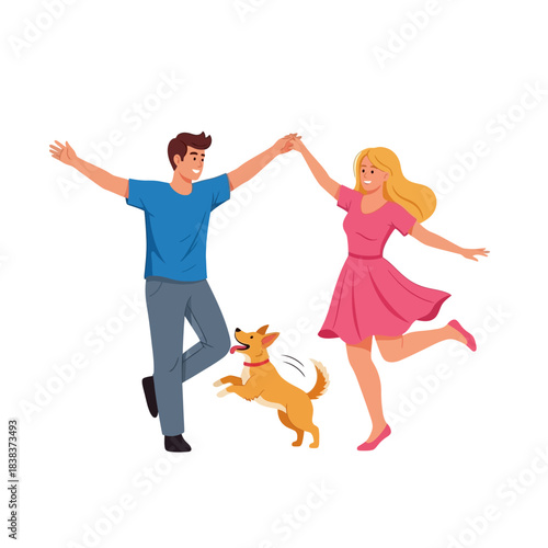 Celebrating joyous moments a playful dance with a pet dog sharing delightful time together