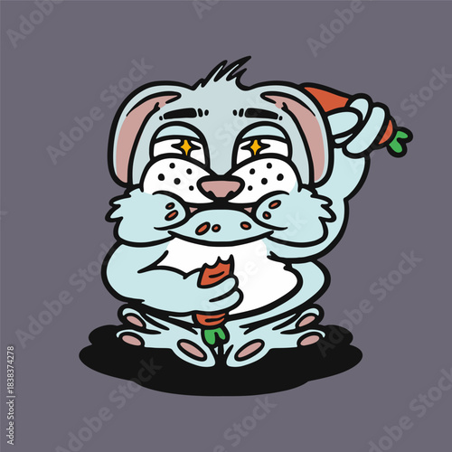 cubby rabbit holding carrot in both hand eating good design for print needs