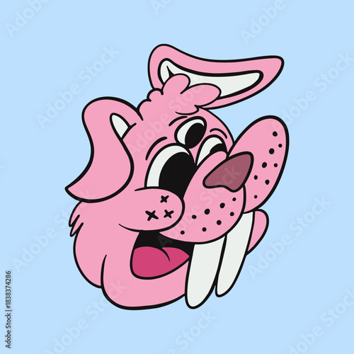 rabbit head with 3 eyes unique design for clothing and merch print