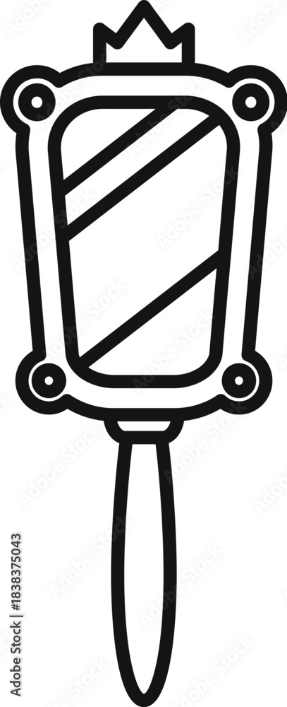 Fototapeta premium Hand mirror with crown icon representing beauty, fairytale, and magic