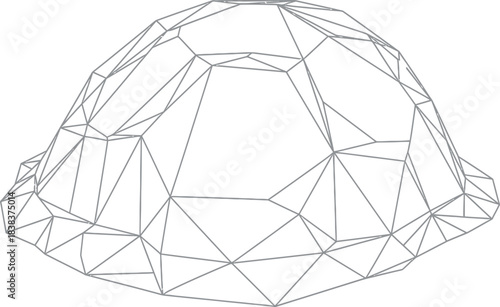 Geometric dome structure with wireframe design on a clean white background style