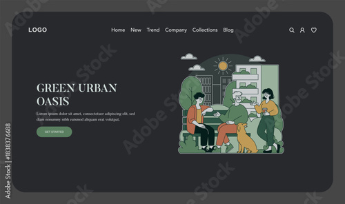 Urban Oasis with People Relaxing in Vector Illustration