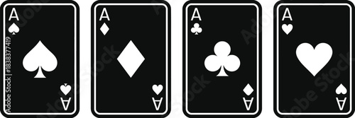 Ace Of Spades Vector Icon Illustration With Playing Card Suit Symbols Including Hearts Spades Diamonds And Clubs In Clean Minimal Outline Style Design
