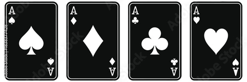 Ace Of Spades Vector Icon Illustration With Playing Card Suit Symbols Including Hearts Spades Diamonds And Clubs In Clean Minimal Outline Style Design